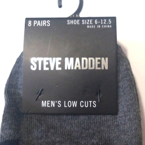 STEVE MADDEN 8 PAIRS BUNDLE MEN'S BLACK GRAY LOW CUT SOCKS SHOE SIZE 6-12.5 NWT - Picture 2 of 4